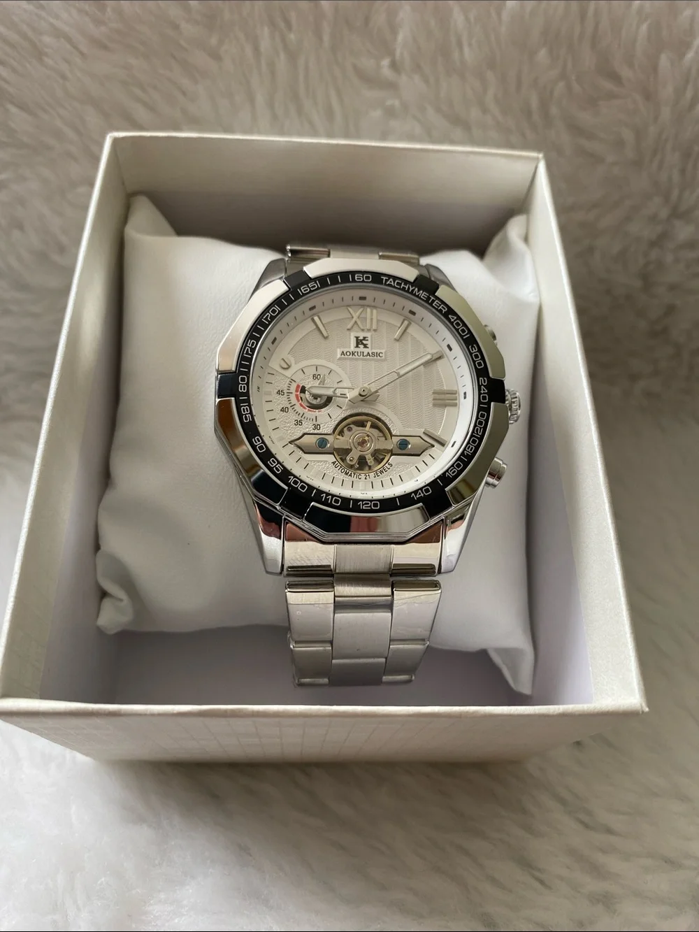 Aokulasic Automatic Men’s Watch with White Dial